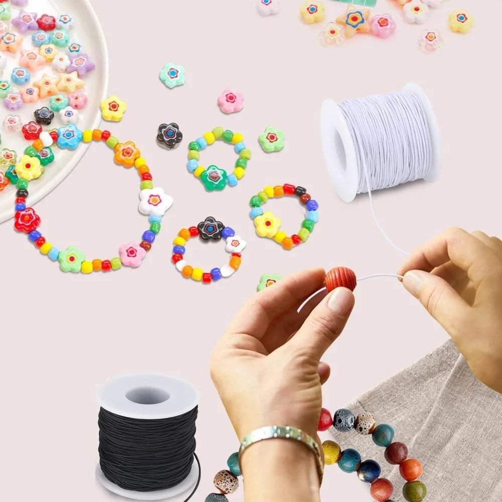 1Roll Stretchy Bracelet String, Sturdy Rainbow Elastic String Elastic Cord for Jewelry Making, Necklaces, Beading and Crafts