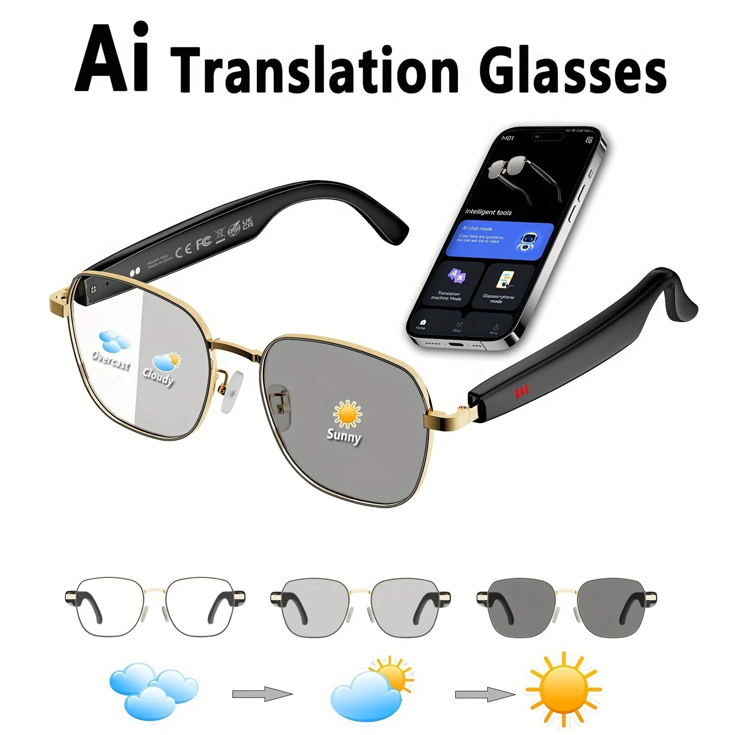 Giinova AI Smart Glasses Real Time Translation 160 Languages