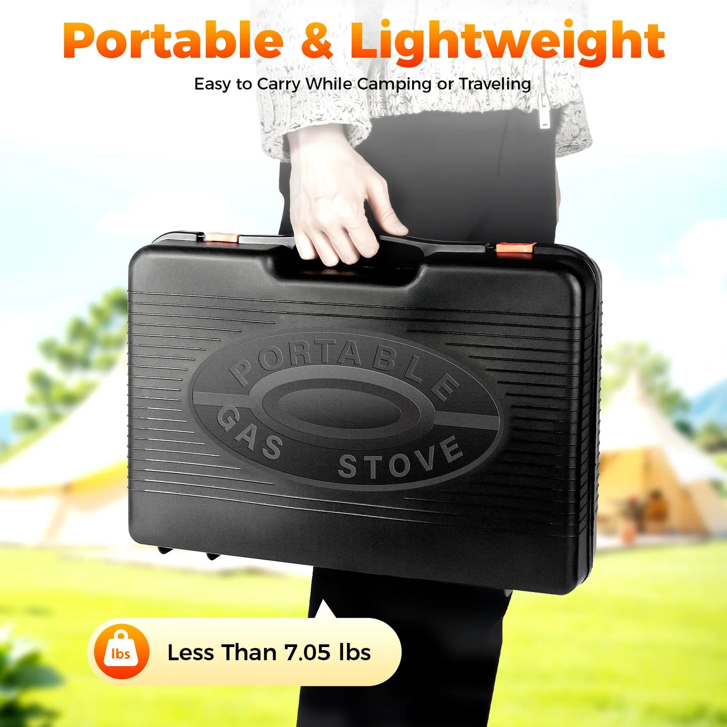 Portable Gas Grill Stove Dual Fuel, Camping Cooking Grill Gas Stove with Carry Case & Accessories for Outdoor Camping BBQ
