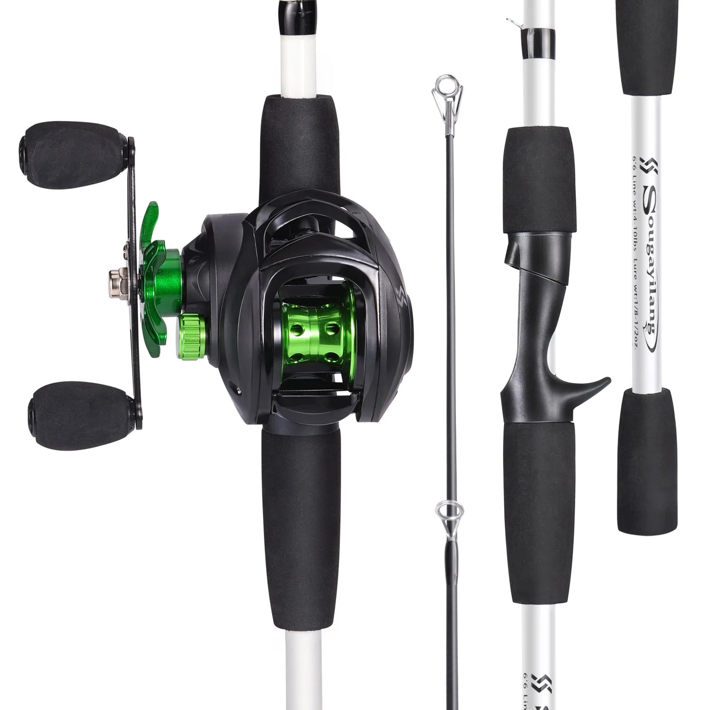 Sougayilang Fishing Rod Reel Combo 1.8m 4-Sections Carbon Fiber Rod and 7.2:1 Speed Gear Ratio Max Drag 8kg for Bass Pike Pesca