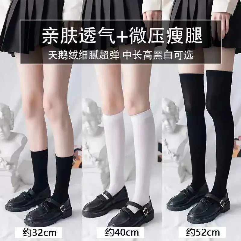 JK Women Knee High Lolita Socks Nylon Breathable Casual Stockings