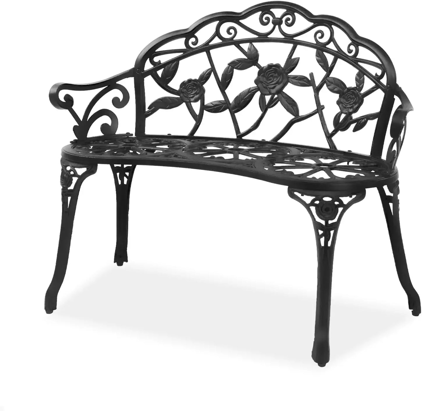 Angduo Patio Rose Garden Bench Cast Aluminum Frame