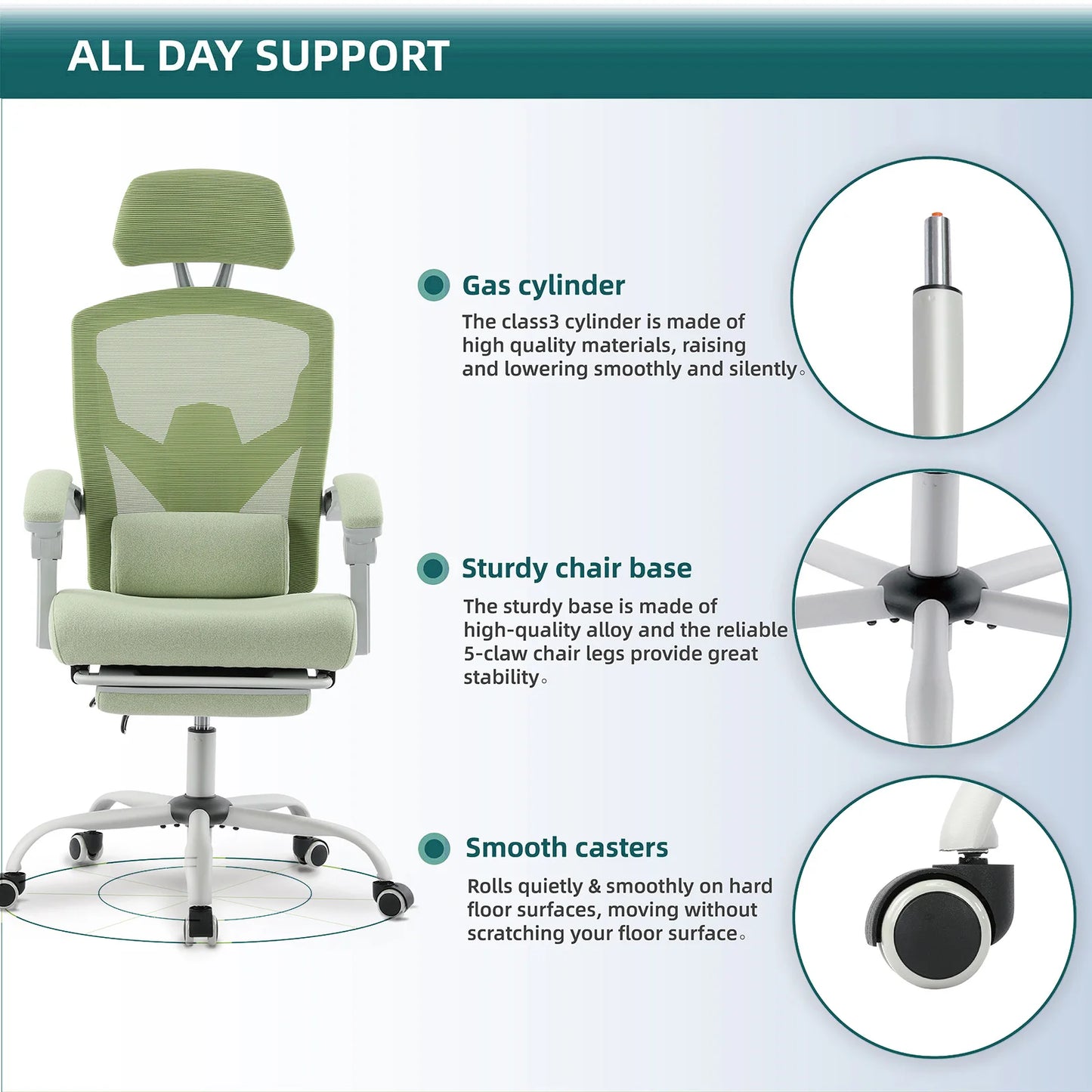 JHK Ergonomic Reclining High Back Mesh Office Chair Swivel With Lumbar Support