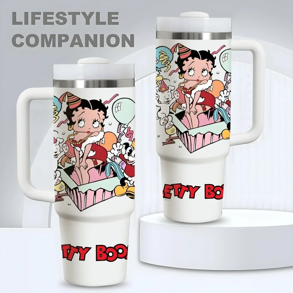 Betty Boop Stainless Steel Vacuum Insulated Travel Tumbler With Straw