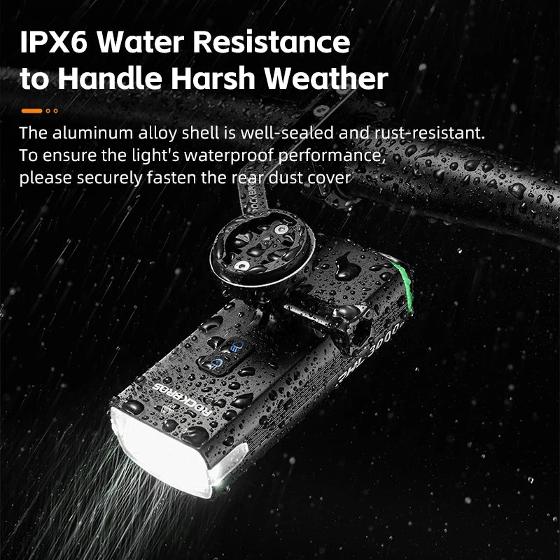 RockBros 3000LM Bike Light With 10000mAh Power Bank Waterproof Front Headlight High Low Beam For MTB And Road Cycling