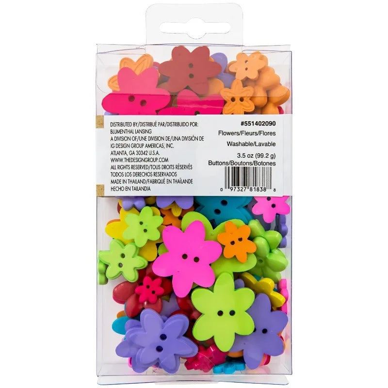 Value Flower Assorted Size Sew Thru Buttons, 31/2 Ounces