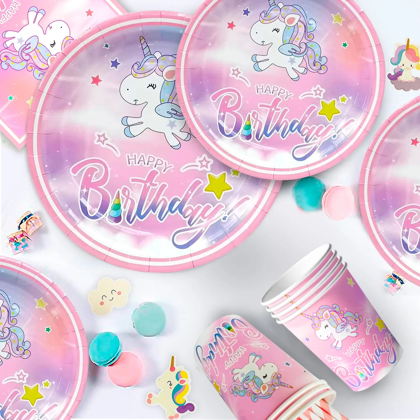 Fruitful Party Unicorn Birthday Supplies Set Plates Napkins