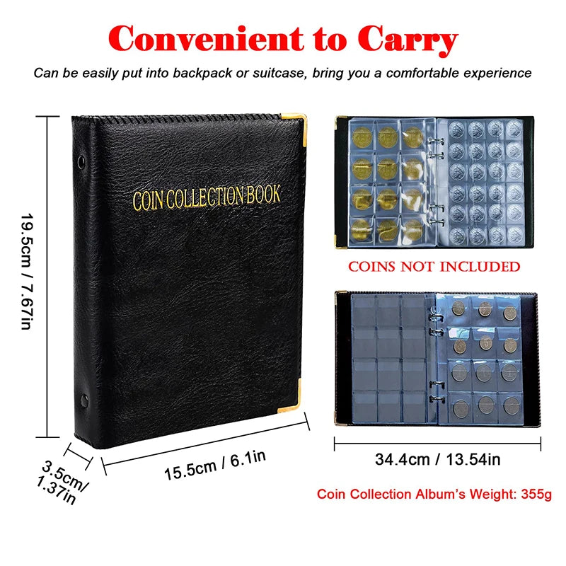 Coin binder Album for coins collection medallions badgesCoin album Replaceable Loose leaf collect Book