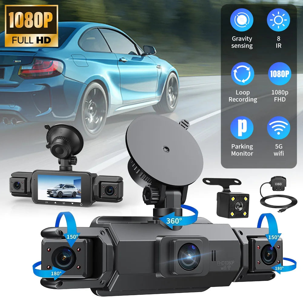 4K Dash Cam 4-Channel With WiFi Night Vision Loop Recording