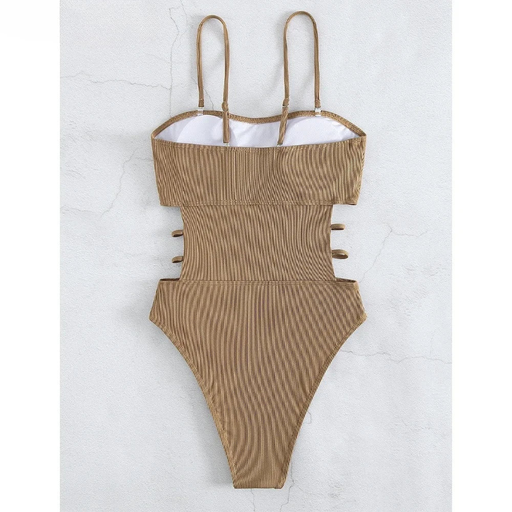 Women Push Up Strapped One Piece Swimsuit High Cut Monokini