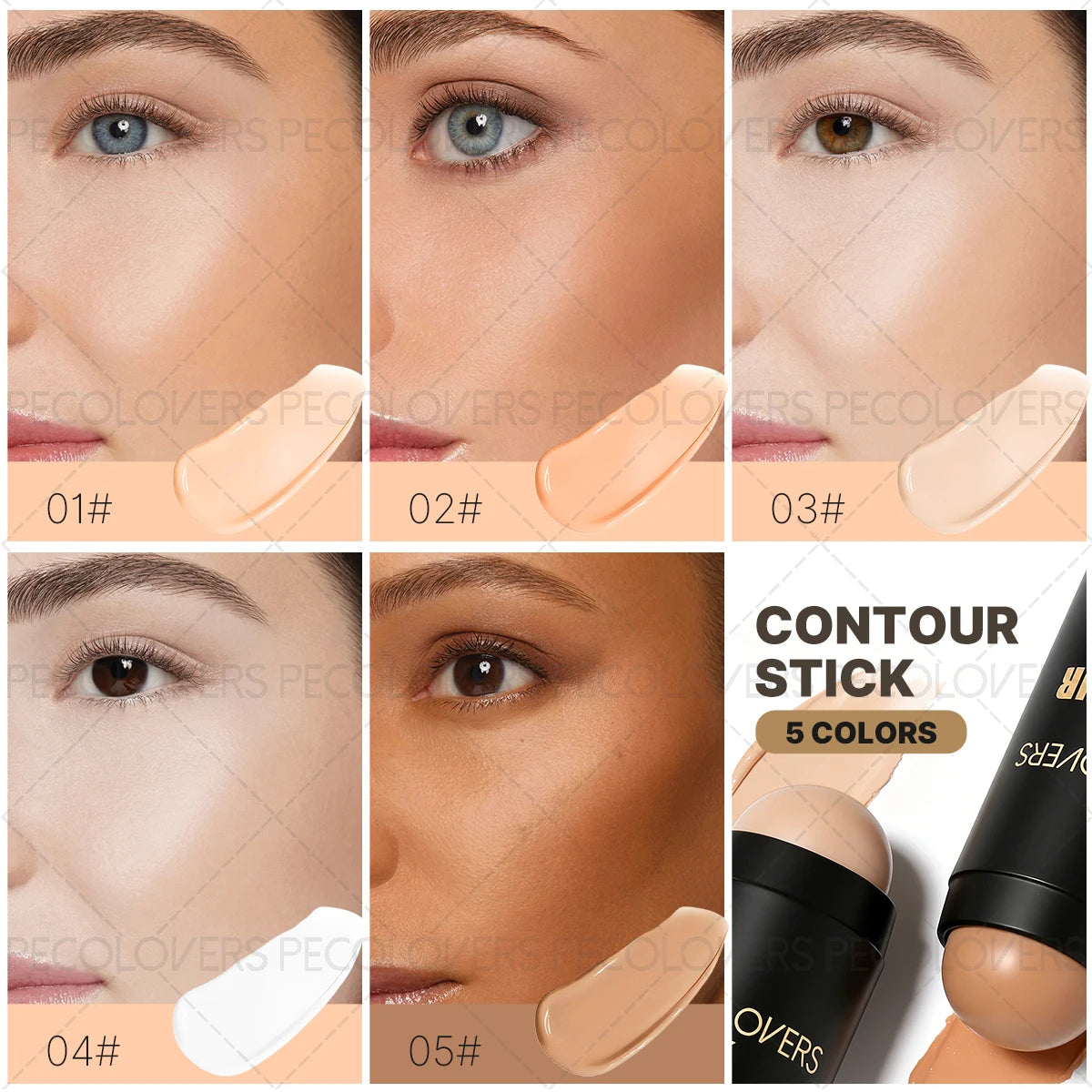 5PCS/SET Full Coverage Concealer Cream Flawless Covering Dark Circles Silky Smooth Texture Concealer Wrinkles And Pore Invisible Foundation Cream,Highlighter Contour Stick