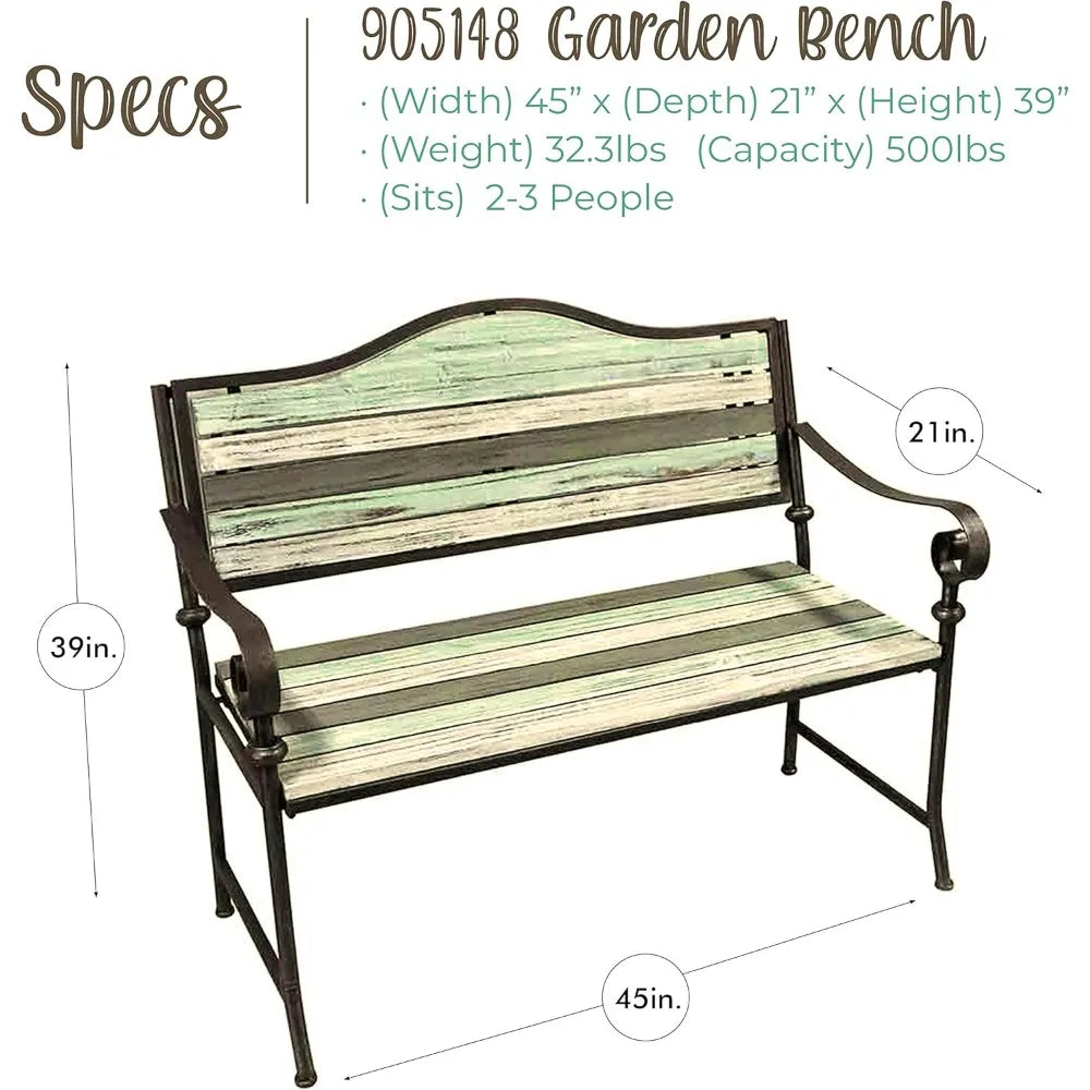 Durable Wrought Iron Patio Bench For Outdoor Garden And Porch Seating