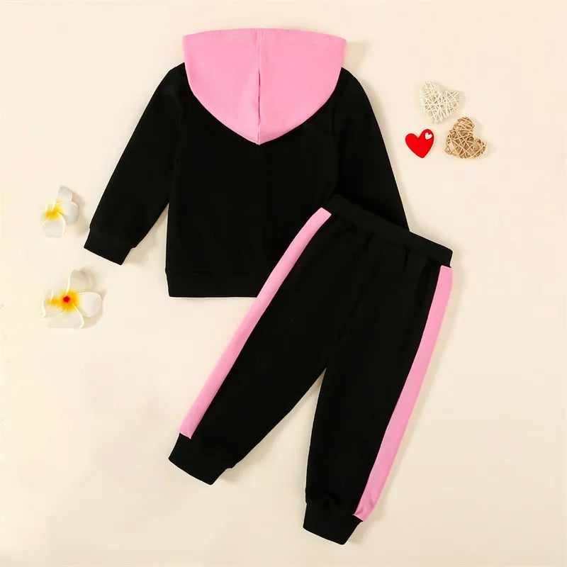 Cathery Kids Heart Print Hoodie and Sweatpants Set