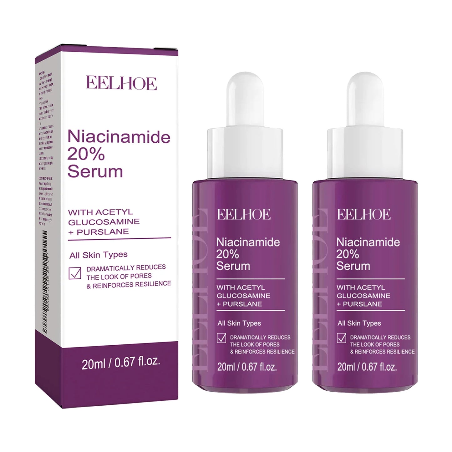 EELHOE 20ml Niacinamide Moisturize Serum Nourishing Shrink Pores Inhibits Melanin Brightning Skin Firm Smooth for All Skin Types