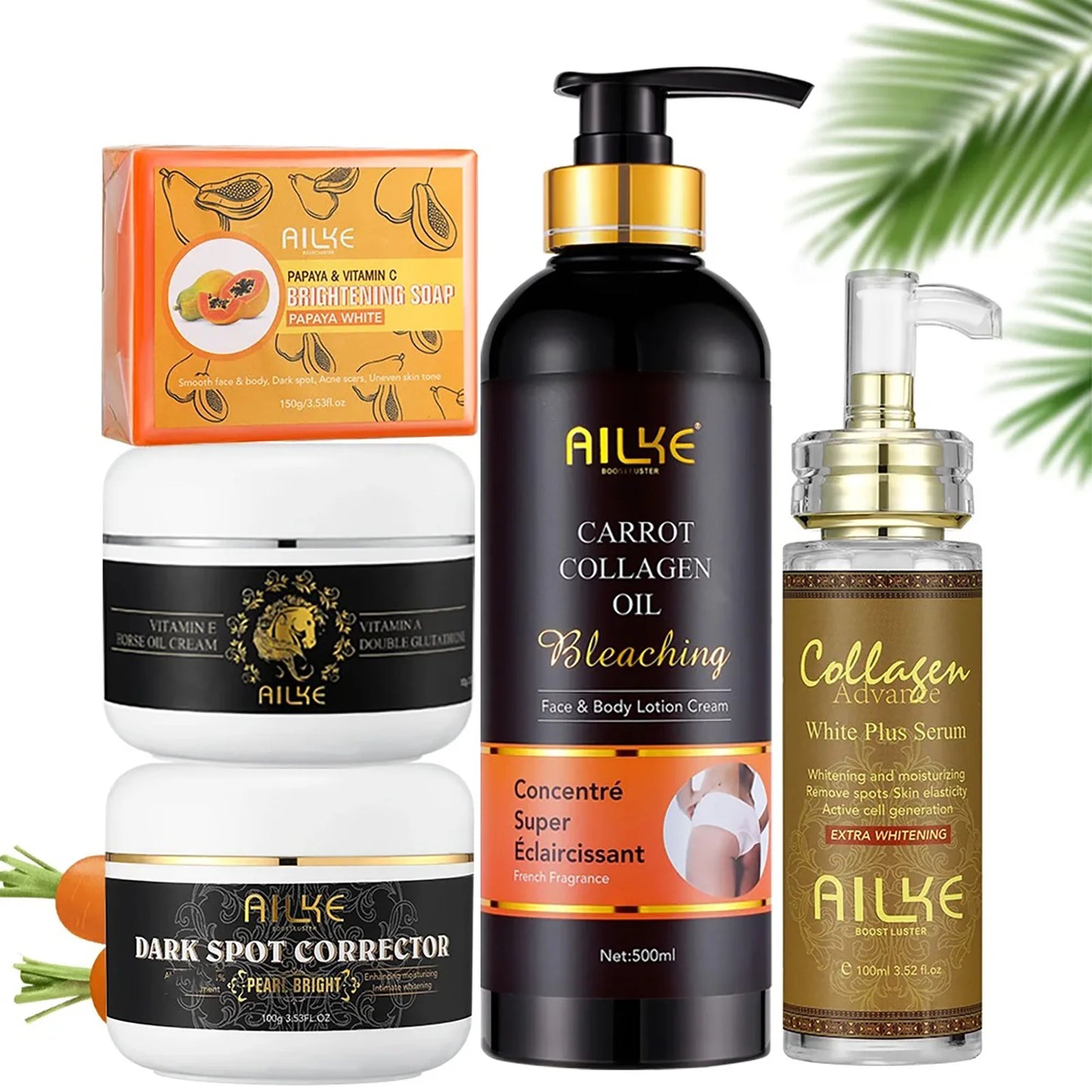 AILKE Whitening Skincare Kit Collagen Carrot Oil For All