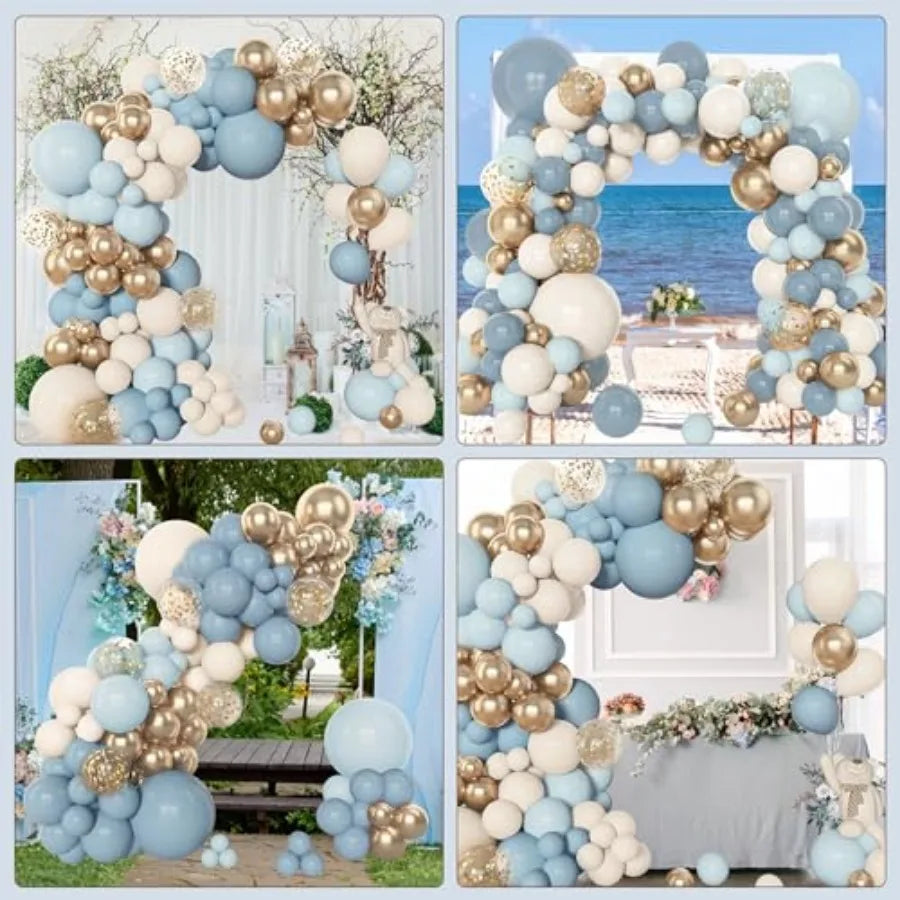 153pcs Balloon Garland Arch Kit, Different Sizes 18 12 10 5 inch Latex Metallic Confetti Gold Balloons Baptism Birthday Boho Ba
