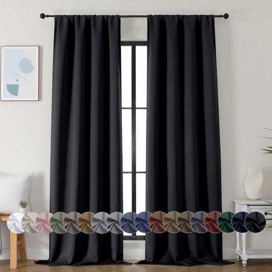 1 Panel Blackout Curtain Thermal Insulated Light Reducing Grommet Window Panel for Living Room and Bedroom