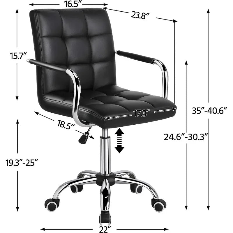 Desk Chair Office Chair With Arms Wheels Faux Leather