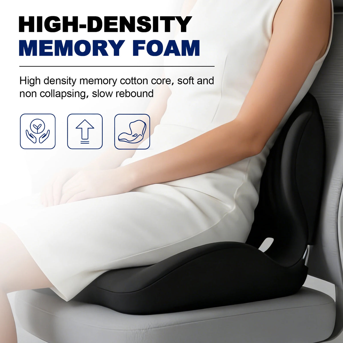 Car Seat Cushion and Microfiber Towel Set & Breathable Hollow Design - Medium-Soft Compressible Chair Cushion for Posture Support, Buttock Cushion for Home Office, Desk, or Car Seat, Seat Cushion for Chair, Posture Improvemen