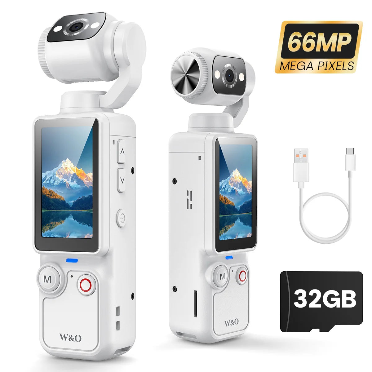 W&O Portable Digital Camera With Rotating Lens and Night Shooting