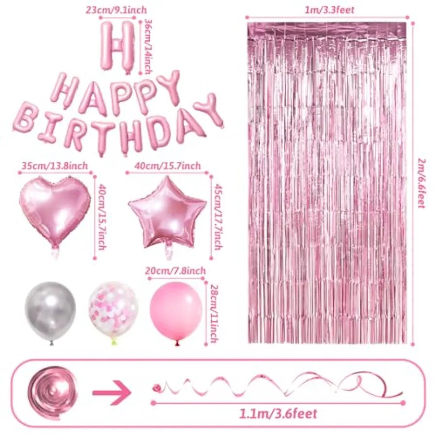 Birthday Party Decorations With Balloons And Fringe Curtains