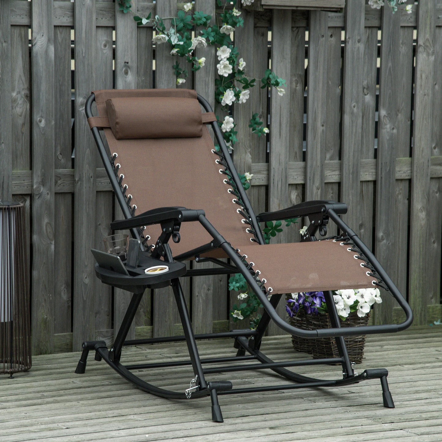 Outsunny Zero Gravity Reclining Rocking Chair Folding Lounge