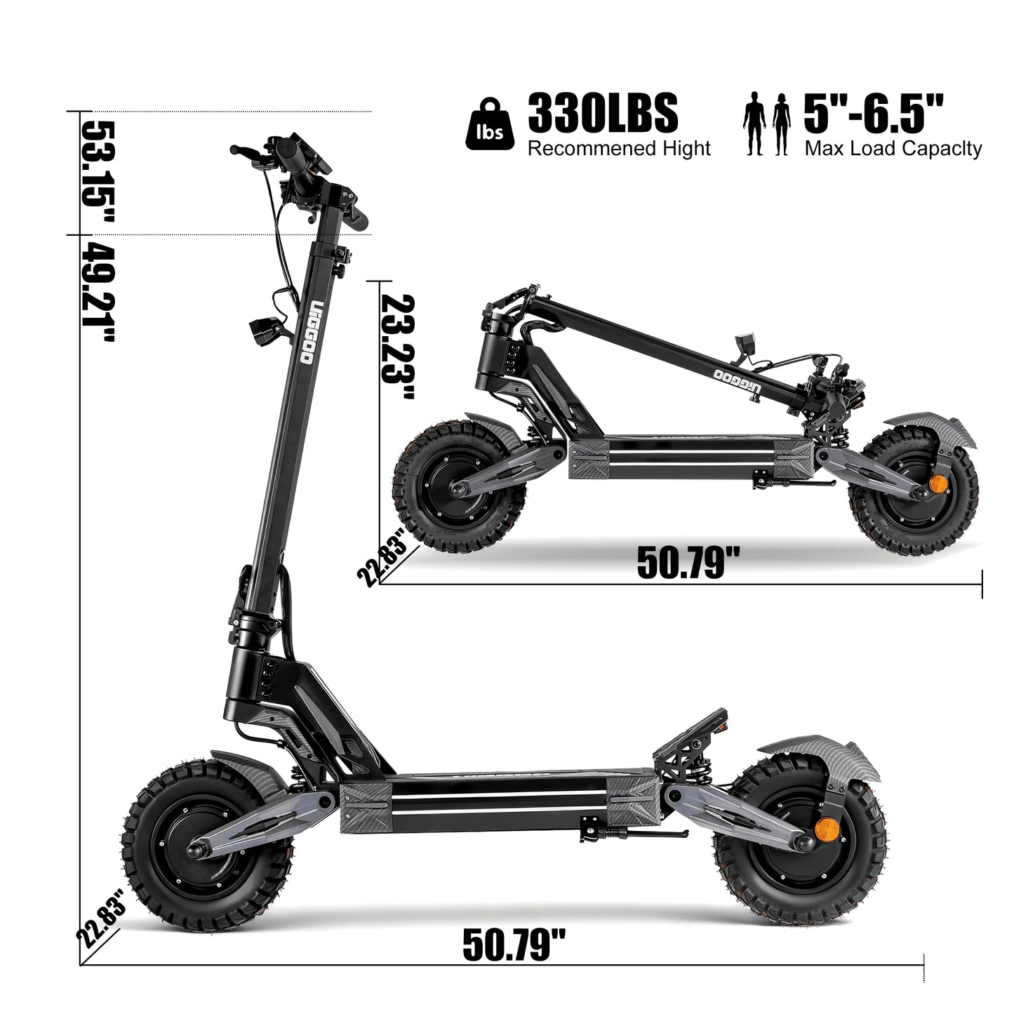 Dual 4000W Motor Electric Scooter for Adults 45MPH Fast E-Scooter 60V 27Ah 11" Off-Road Vacuum Tires 330lbs Heavy Duty