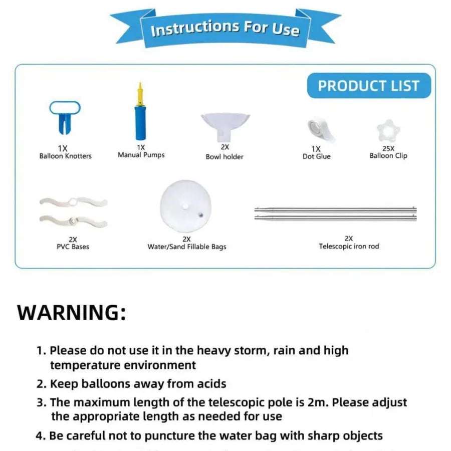 Cross-border small volume telescopic rod set balloon bracket 2m stainless steel telescopic rod upright balloon party decoration