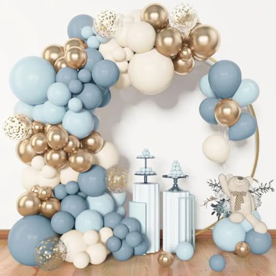 153pcs Balloon Garland Arch Kit, Different Sizes 18 12 10 5 inch Latex Metallic Confetti Gold Balloons Baptism Birthday Boho Ba