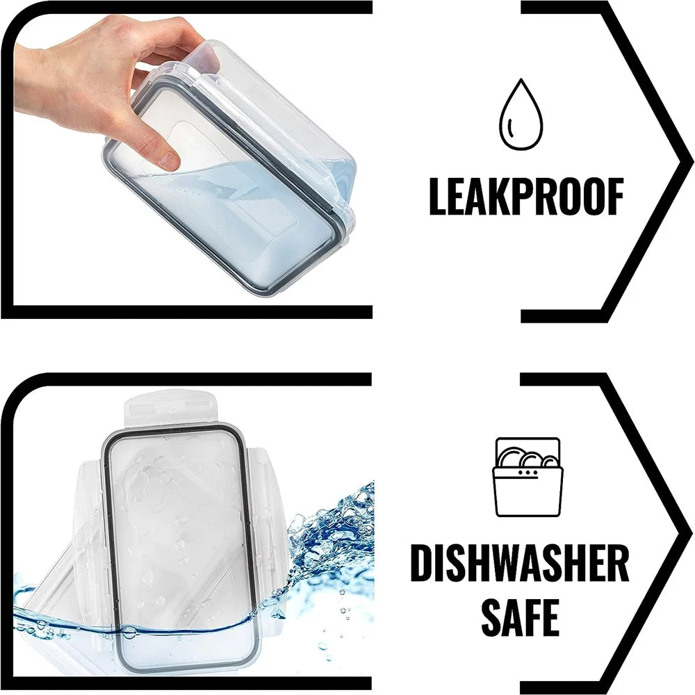 10 Pieces BPA Free Reusable Square Kitchen Storage Containers Set 840ml Microwave Safe Freezer Safe Dishwasher Safe