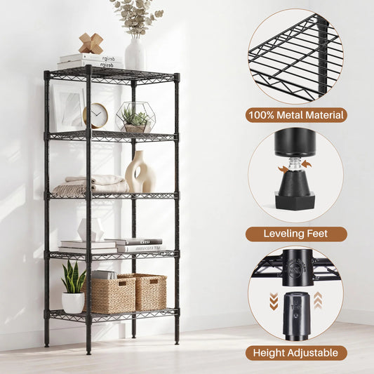 MCQ 3-5 Tier Metal Storage Shelves Adjustable Standing Storage Rack Shelf Heavy Duty Steel Shelving Unit Organizers for Home