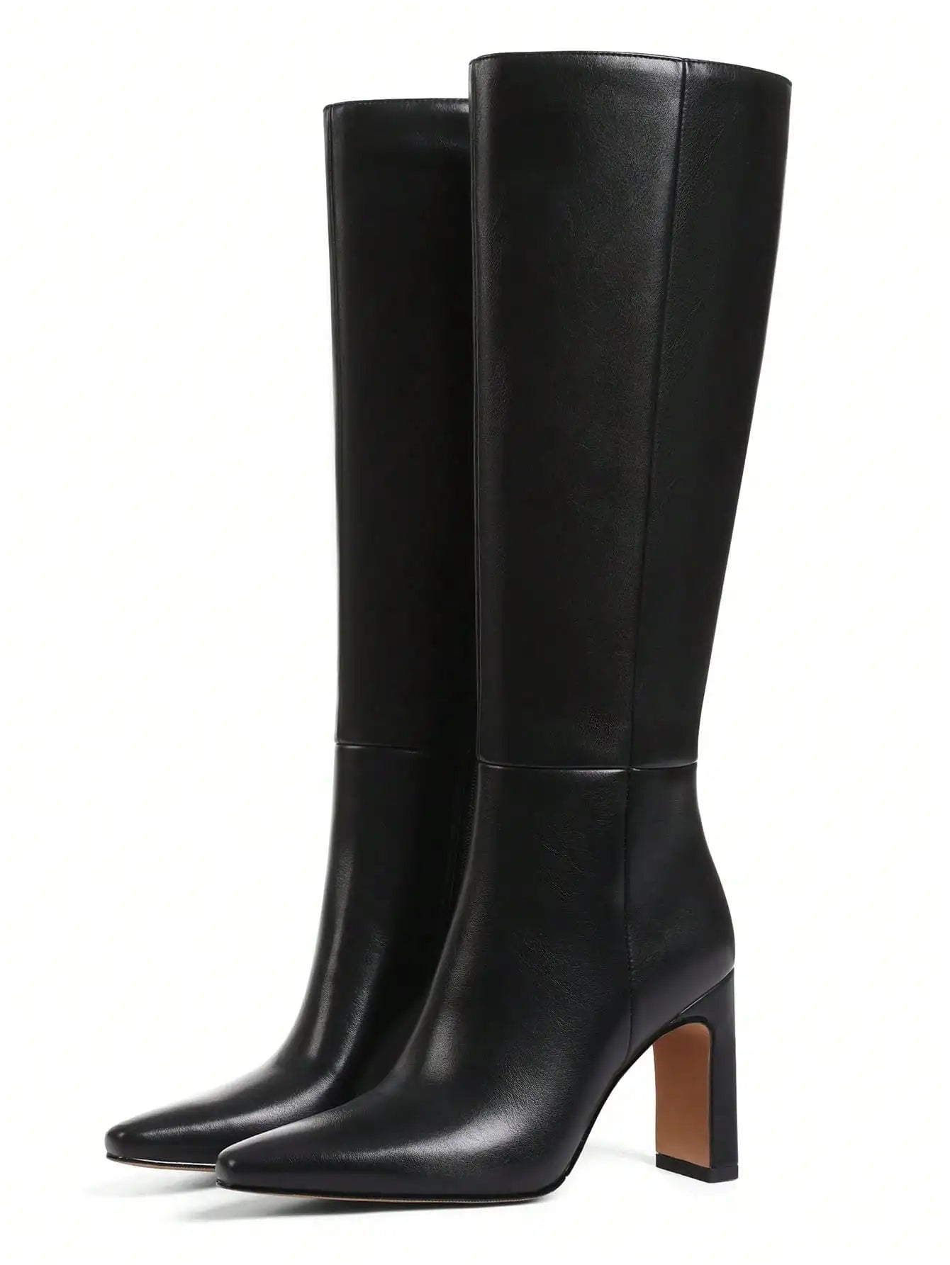 Sexy Elegant Women Knee High Boots With Square Toe Heels