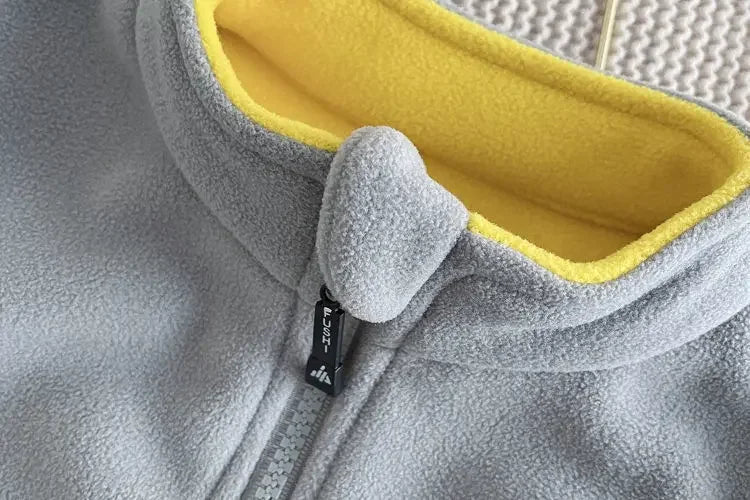 SEUONMCN Polar Fleece Hooded Cardigan Jacket For Kids