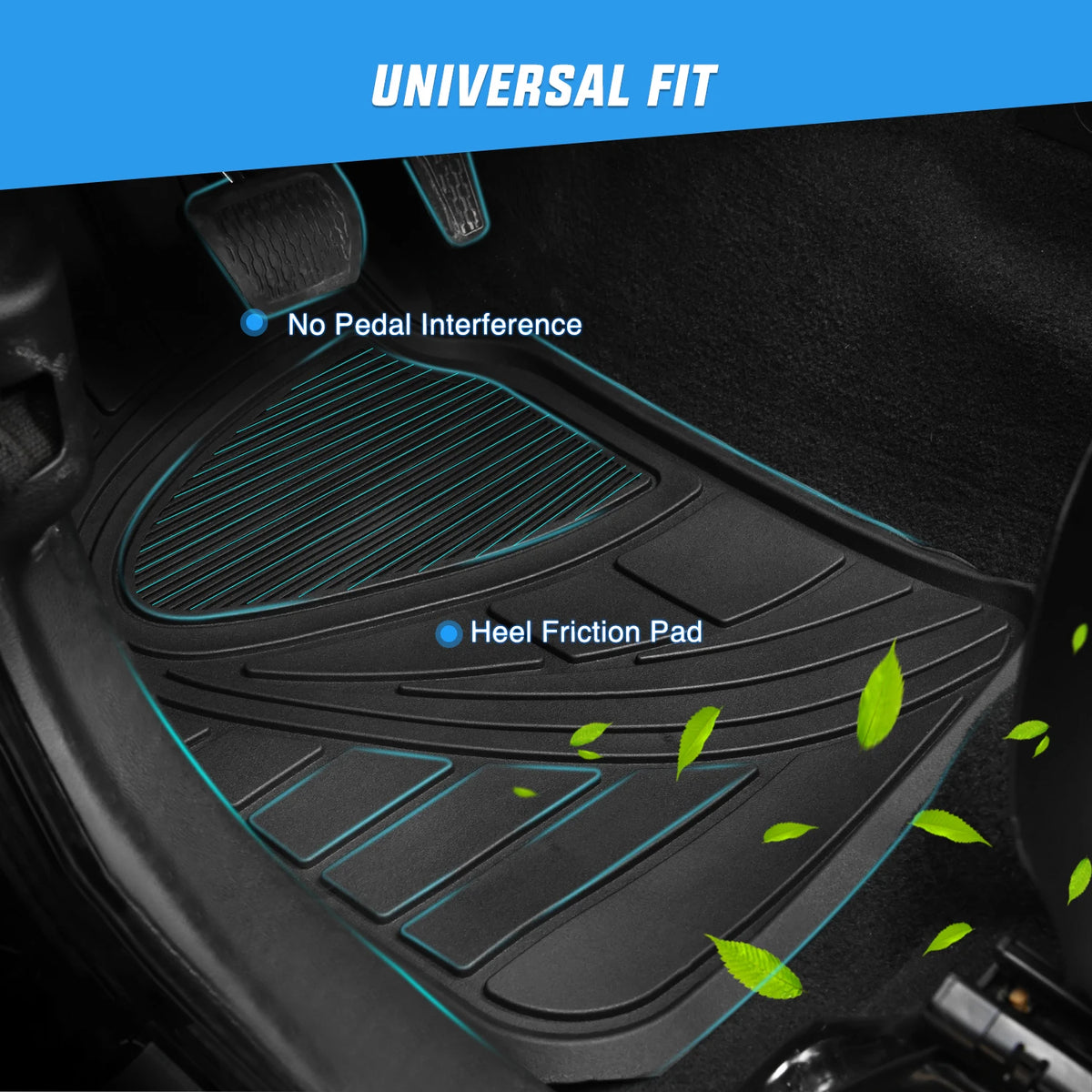 Nilight PVC Floor Mats for Cars Trucks SUVs,Universal Trim to Fit for Most Vehicles,All Weather Protection Heavy Duty Floor Liners,Pack of 4