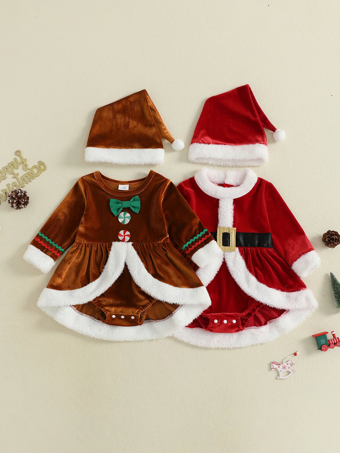Guangdong Toddler Girl Winter Fleece Jumpsuit Set Santa Hat