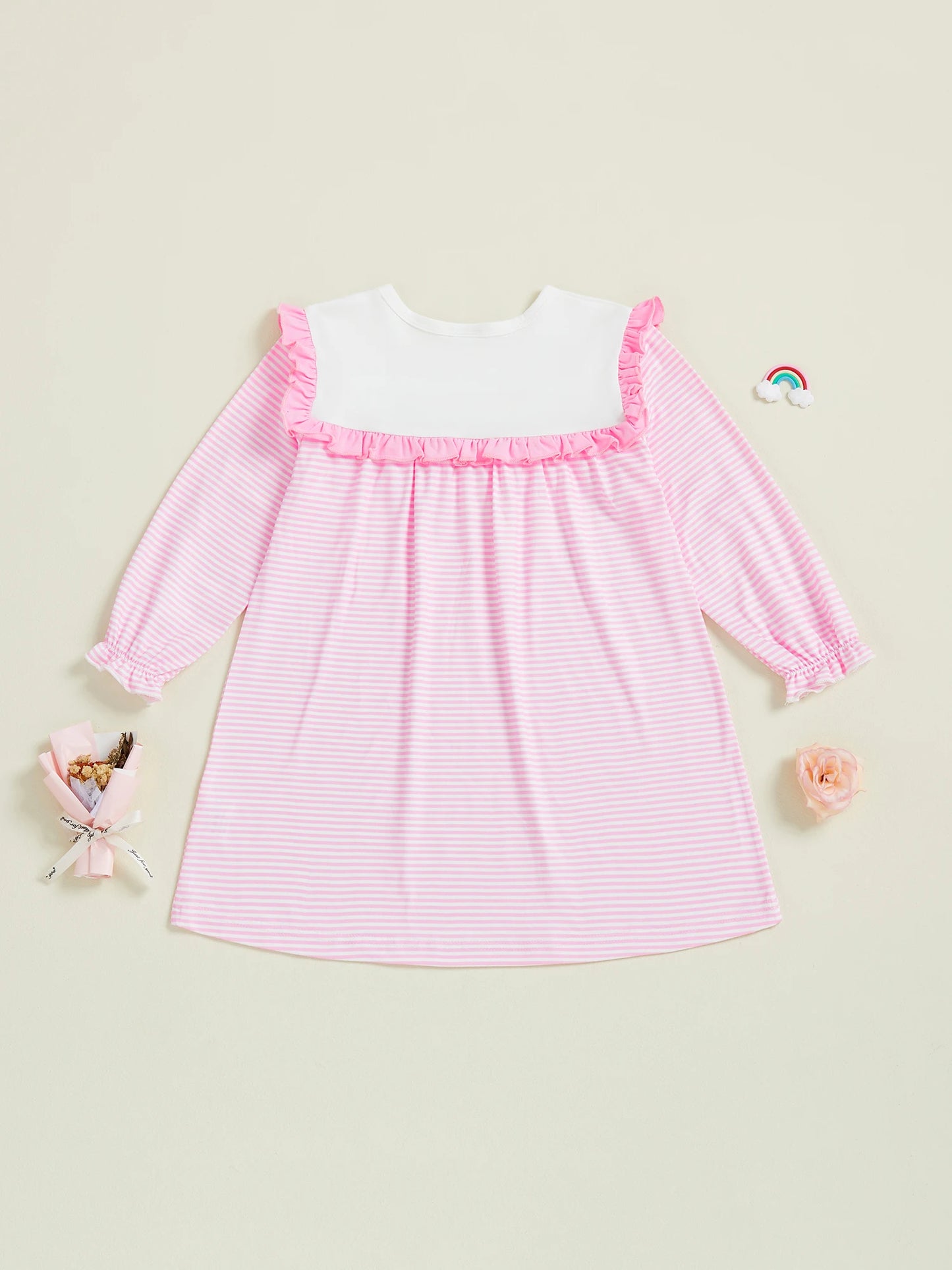 Toddler Girl Winter Knit Sweater Dress With Bear Embroidery