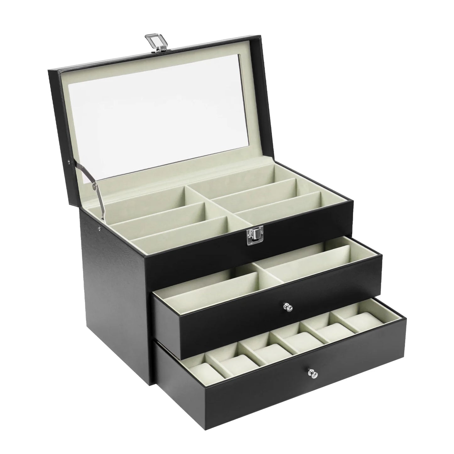 Case 12 Compartment Watches And Glasses Display Box