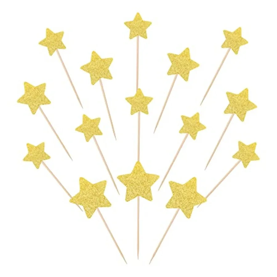 30 PCS Star Cupcake Toppers Glitter Assembled Twinkle Star Cupcake Picks Wedding Engagement Bridal Shower Birthday Party Cake D