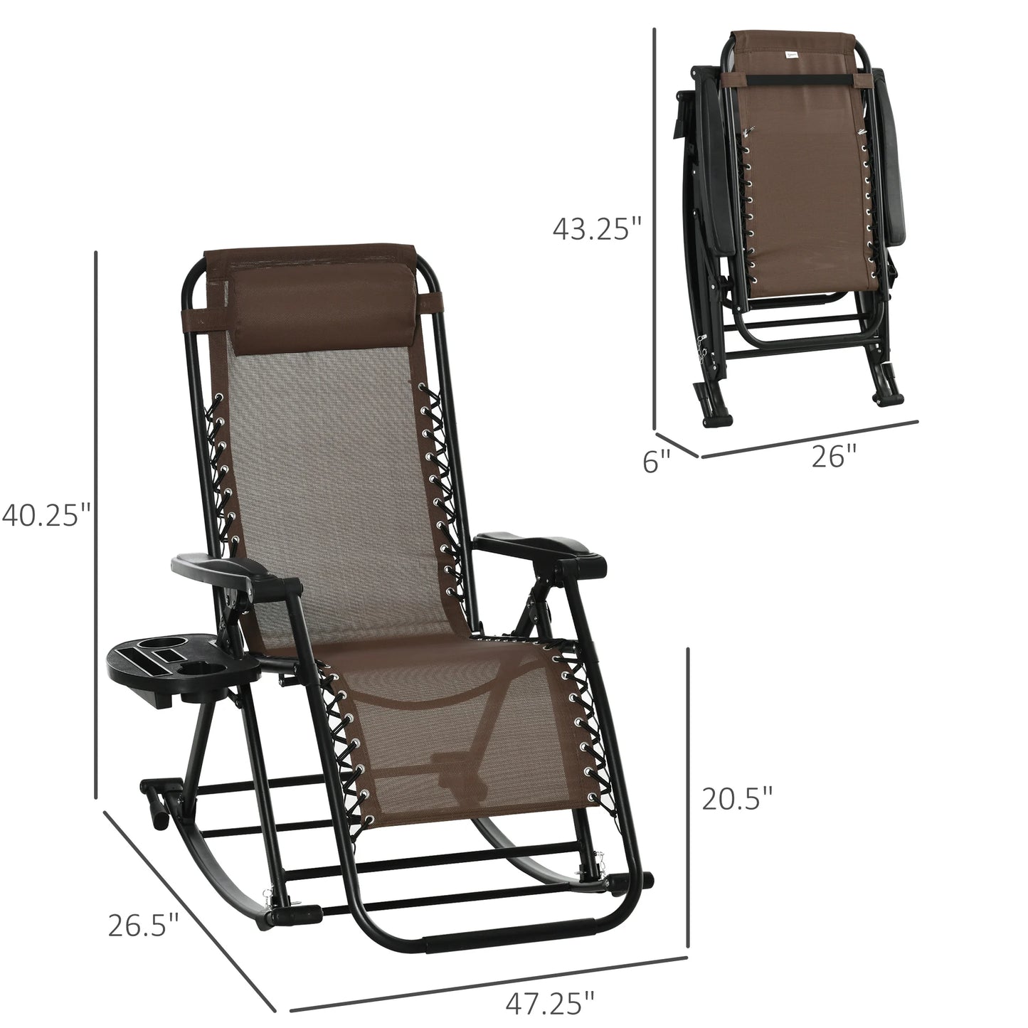 Outsunny Zero Gravity Reclining Rocking Chair Folding Lounge