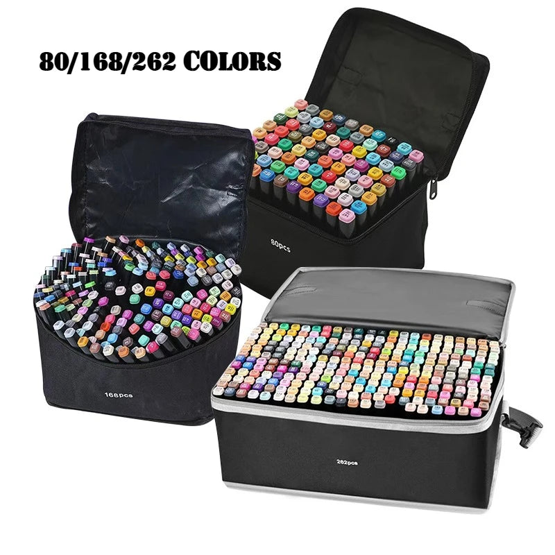 80/168/262 Colors Marker Pen Markers Set Sketch Set Design Double Head Brush Pen Art Supplies Design Marker