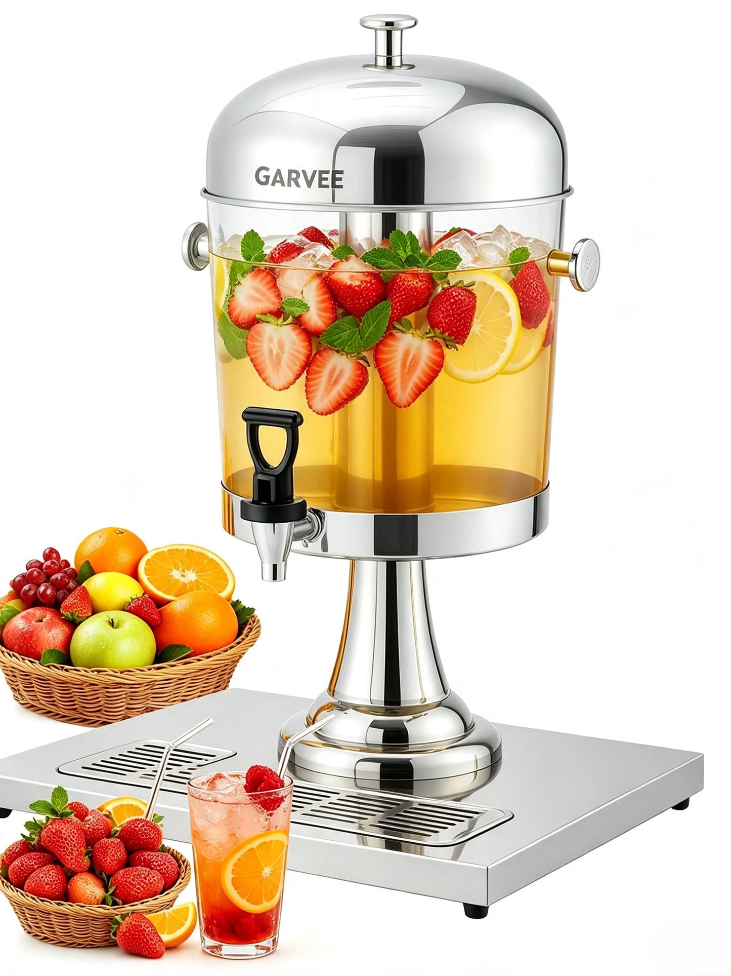 Tacleekii Commercial Stainless Steel Beverage Dispenser With Stand