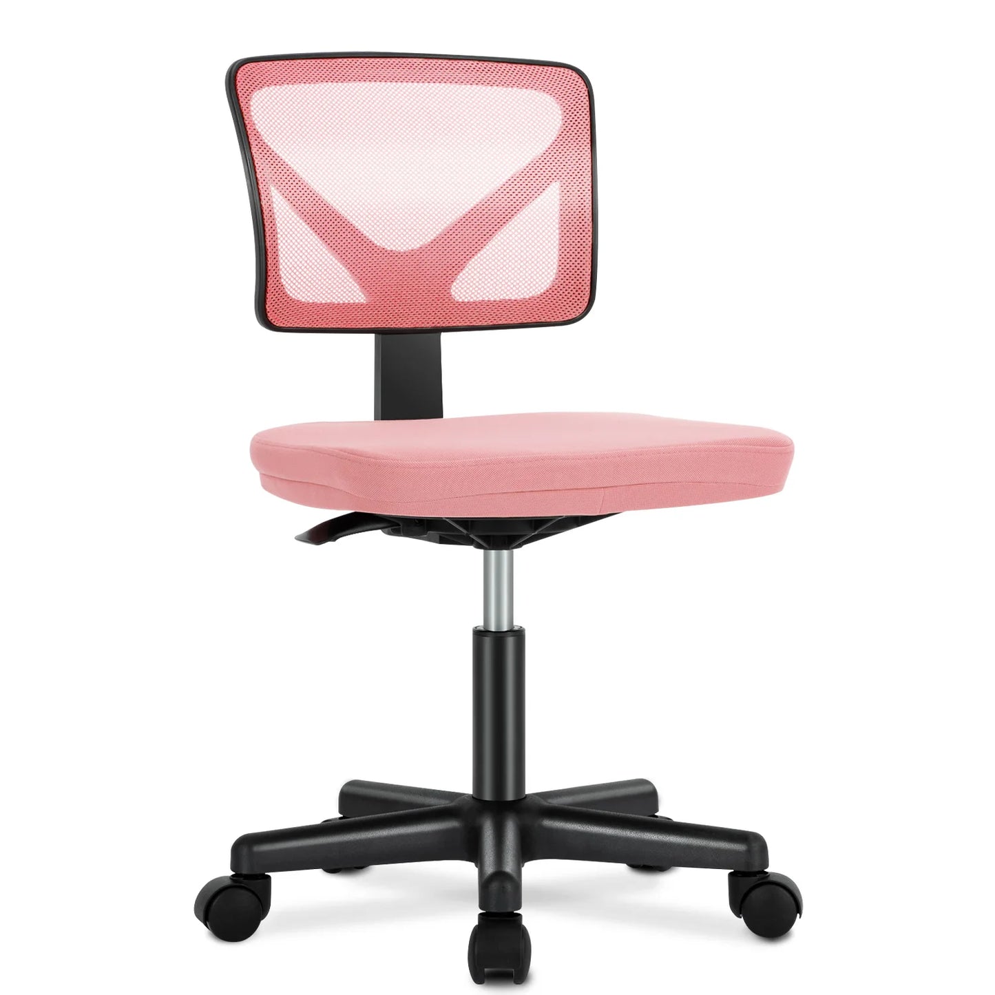 JHK Mesh Lumbar Armless Office Chair With Adjustable Height Wheels