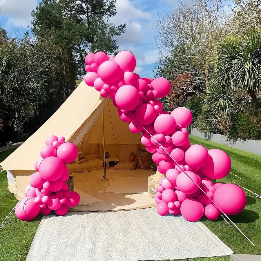 200 Pieces Hot Pink Balloons In Various Sizes For Elegant Baby Shower And Birthday Party Decorations