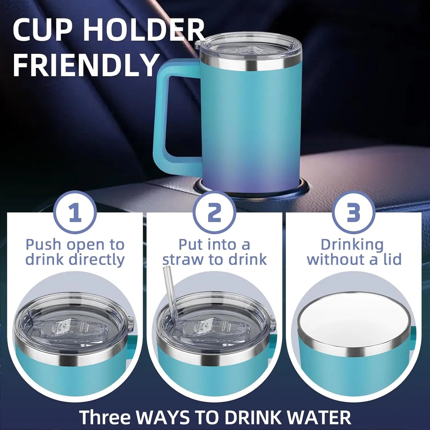 Double Wall Stainless Steel Insulated Tumbler With Handle