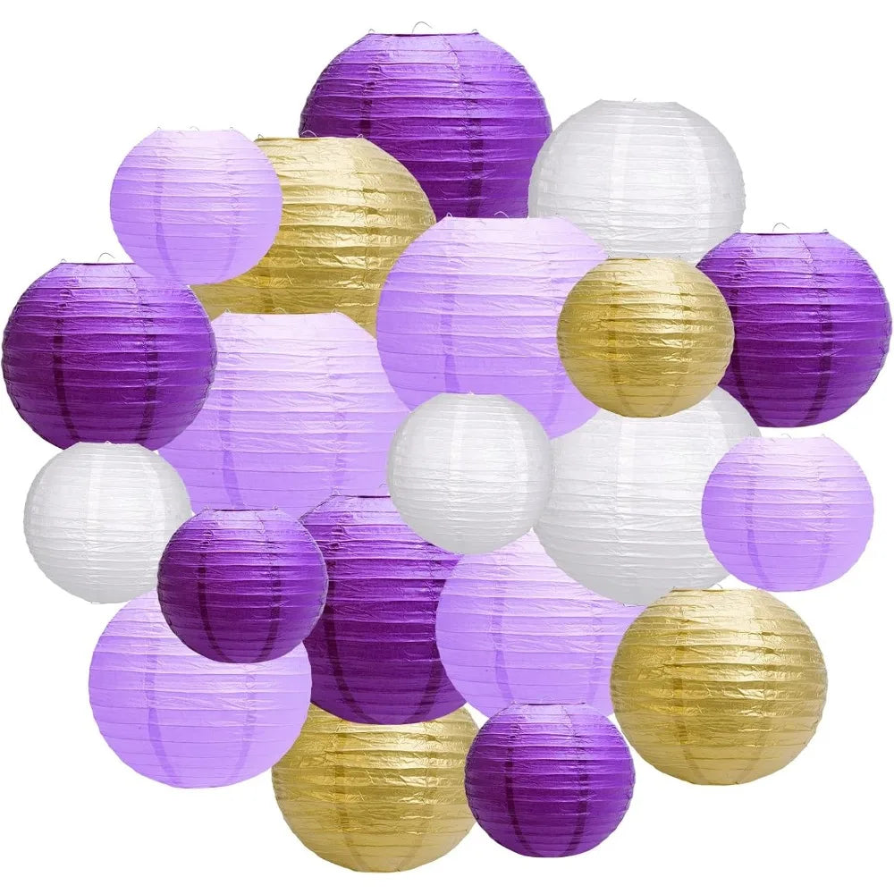 Paper Lanterns Party Decorations Hanging Lanterns For Graduation Bachelorette Purple Birthday Round Chinese Lanterns
