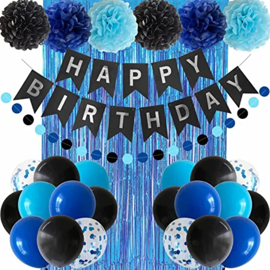 Boys Birthday Party Decorations Banner Balloons And Curtain Set