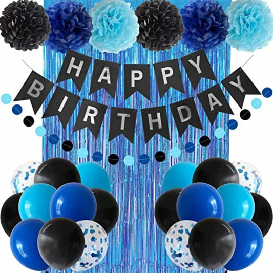 Boys Birthday Party Decorations Banner Balloons And Curtain Set