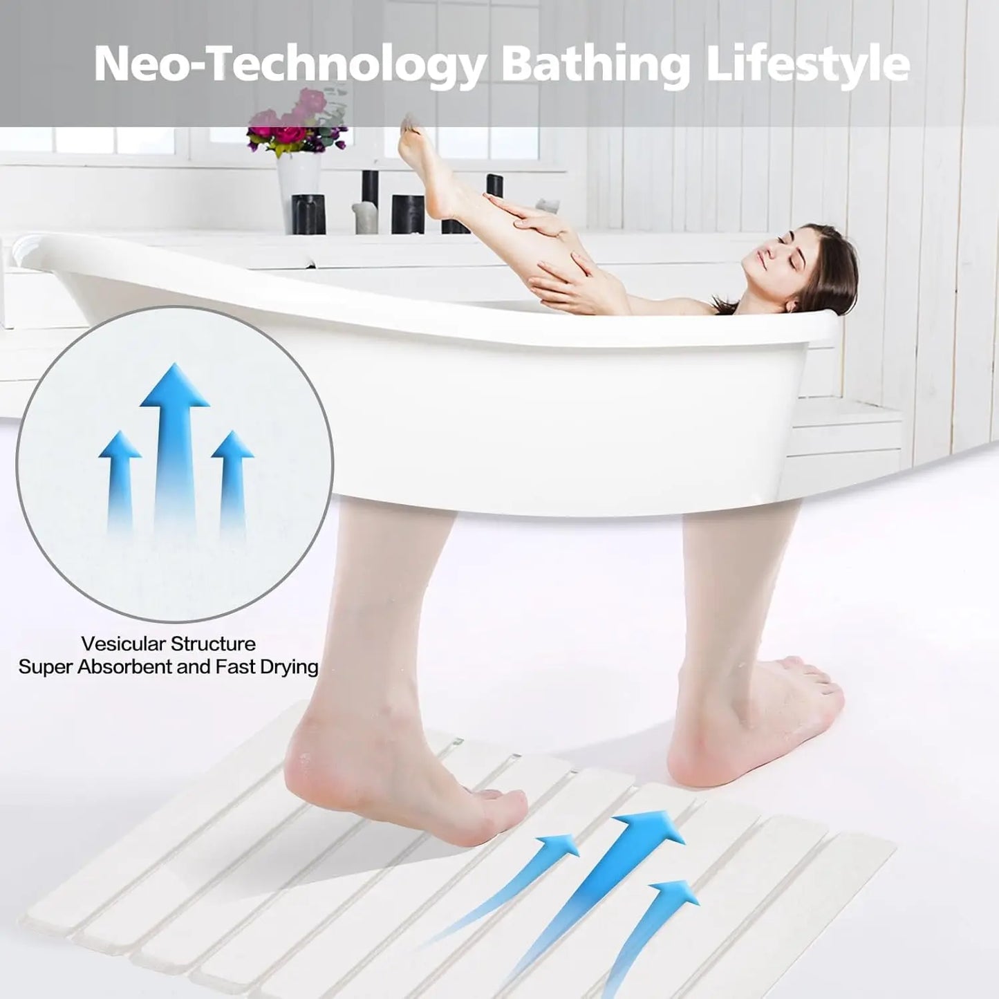 Foldable Diatomite Bath Mat Non Slip Quick Dry