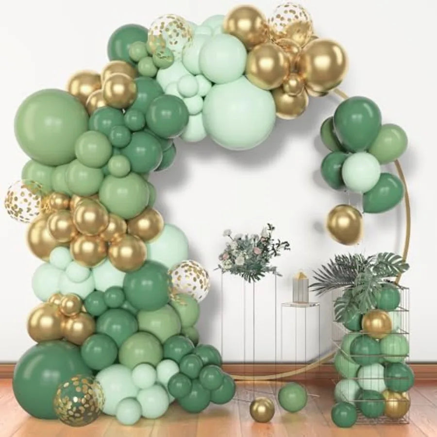 153pcs Balloon Garland Arch Kit, Different Sizes 18 12 10 5 inch Latex Metallic Confetti Gold Balloons Baptism Birthday Boho Ba