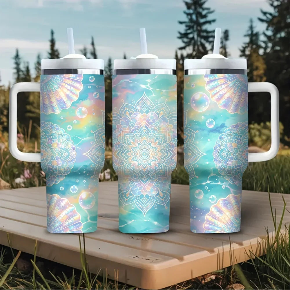 Insulated Stainless Steel Tumbler With Handle For Hot Cold Drinks